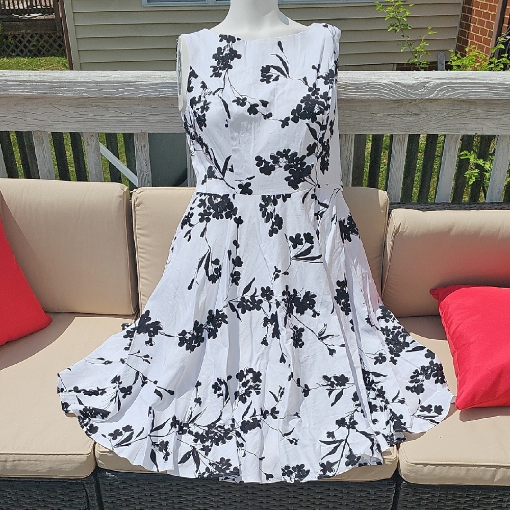 Grace Karin Black and White Fit and Flare Dress - Picture 4 of 9